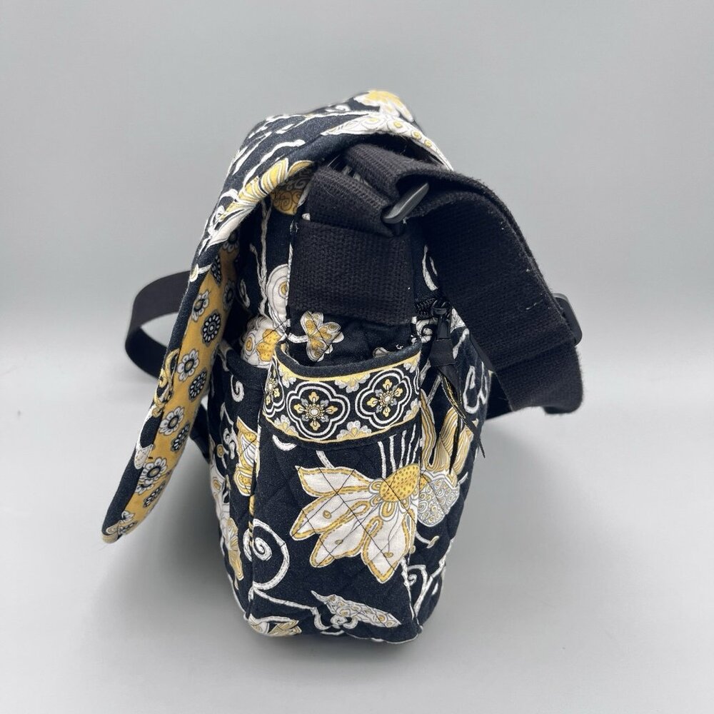 Vera Bradley Crossbody Messenger Laptop Bag Purse Shoulder Yellow Birds Pattern - Picture 4 of 12